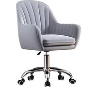Stylish Modern Velvet Swivel Desk Chair Upholstered Home Office & Computer Task Chair for Study Living Room Vanity BedroomGrey Color