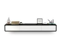 Stylish Modern White WallMounted TV CabinetMedia Console with Drawers & Cable Management Hollow Back Design Perfect for Entertainment Centers Size 200x24x20 cm