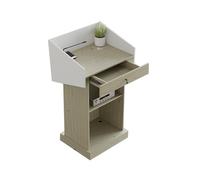 Stylish Modern Wood Podium Desk with Lockable Drawer & Adjustable Stool - Perfect for Churches, Schools, Weddings & Presentations - Ideal Lectern for Teachers & Event Hosts