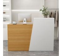 Stylish Modern Wooden Reception Desk with Drawers & Shelves - Perfect for Clinics, Shops, and Reception Areas - Functional Design for Enhanced Customer Experience