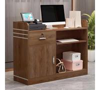 Stylish Modern Wooden Reception Desk with Storage - Compact Checkout Counter for Salons Retail Stores and Lobbies - Elegant Welcome Table for Business Front Counter Solutions