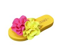 Stylish multi-coloured flower flat sandals, comfortable and lightweight, perfect for the beach or everyday wear. Easy to put on., Yellow, 8 UK