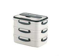 Stylish Multi Compartment Heated Lunch Box Crafted from Materials for Long lasting Use (triple+gray)