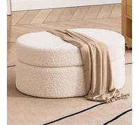 Stylish Multi-Functional Upholstered Storage Ottoman Bench with Teddy Fabric - Perfect Footstool for Bedroom Living Room & Entryway Ideal Bed-End Storage Solution