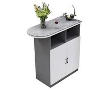 Stylish Multifunctional Kitchen Island Bar Cabinet with Sintered Stone Top - Compact Grey Kitchen Storage Solution for Modern Homes and Entertaining