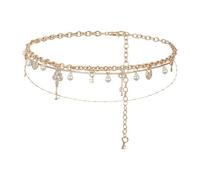 Stylish Multilayered Pearls Chain Belt Elegant Tassels Waist for Evening Dresses and Skirt Women Fashion Accessory Fashion, Gold, One Size