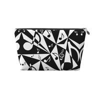 Stylish Musical Note Pattern Leather Travel Toiletry Bag, Makeup Cosmetic Pouch with All-Over Print,Leather Material,Water-Resistant,Large Capacity Organizer for Women Men