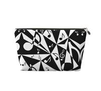 Stylish Musical Note Pattern Leather Travel Toiletry Bag, Makeup Cosmetic Pouch with All-Over Print,Leather Material,Water-Resistant,Large Capacity Organizer for Women Men