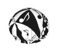 Stylish Musical Note Pattern Print Shower Cap Lightweight Hat Suitable For Women With Long Hair Soft Shower Hat