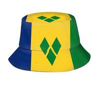 Stylish National Flags Bucket Hat Sun Protection Packable Fisherman Hat Summer Hat Unisex Outdoor Travel for Women Men, Saint Vincent and the Grenadines, One size
