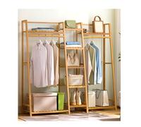 Stylish Natural Bamboo Tall Wardrobe Closet - Heavy Duty 5-Layer Shelves Rack for Garment Storage in Bedroom & Cloakroom - Durable nization Solution