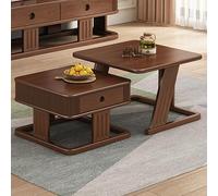 Stylish Nesting Coffee Table Set with Drawer Storage Solid Wood & Concave Round Handle SpaceSaving Design for Small Living Rooms & ApartmentsModern Home Furniture