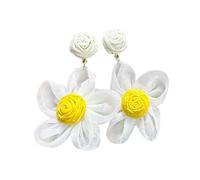 Stylish Net Tulle Blossom Earrings Artistic Handcrafted Jewelry Unique 3D Floral Statement Ear Studs Gift Ideas Colorful Tulle Flower Earrings