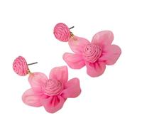 Stylish Net Tulle Blossom Earrings Artistic Handcrafted Jewelry Unique 3D Floral Statement Ear Studs Gift Ideas Breathable Mesh Fashion Ear Jewelry