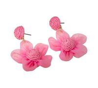 Stylish Net Tulle Blossom Earrings Artistic Handcrafted Jewelry Unique 3D Floral Statement Ear Studs Gift Ideas Colorful Tulle Flower Earrings