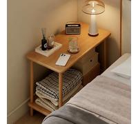 Stylish Nightstand with Double Shelves Open Storage Solid Wood Legs Easy Assembly - Perfect Bedside Table for Bedroom Entryway Dorm 80x40cm/31x16in