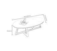 Stylish Nordic Faux Marble Coffee Table - Oval Design with Cross Legs, 39.5" L x 19.5" W x 18" H, White Top & Black Base, for Living Room Décor