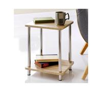 Stylish Oak Effect 2 Tier Shelves Table with Stainless Steel Legs G-0126