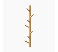 Stylish Oak Wood Coat Rack, Branch-Style Hooks for Entryway, No Drill Wall-Mounted, Sturdy Hall Tree for Bedroom, Ideal for Hats, Handbags, Scarves (Brown, 5 Hooks)