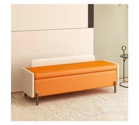 Stylish Orange PU Leather Storage Bench Ottoman - 120cm Padded Seat with Ample Storage - Modern Home Furniture for Entryway Living Room Bedroom Decor