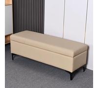 Stylish Ottoman Bench with Padded Leather Seat & Metal Legs, Versatile Space-Saving Box for Bedroom & Entryway, Functional End of Bed Furniture