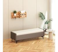 Stylish Ottoman Storage Bench Upholstered Bed End Seat High Resilience Footrest Stool Rectangular Entryway Shoe Change Seat with Metal Legs Flip Top Lid - 140cm/55.1in
