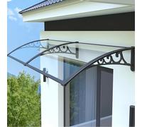Stylish Outdoor Canopy Awning for Entrance Door Weatherproof Rain Cover Arched Roof Shelter Black Front Door Protection 80x160cm (32x63in) - & Elegant Design