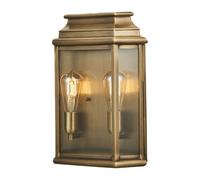 Stylish Outdoor Ip44 Twin Wall Light In Aged Brass With Led E27 Socket