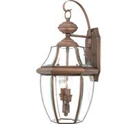 Stylish Outdoor Ip44 Twin Wall Light In Aged Copper With Led E14 Bulbs