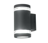Stylish Outdoor Ip44 Twin Wall Light In Graphite With Led Gx53 Bulb