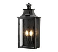 Stylish Outdoor Ip44 Twin Wall Light In Old Bronze Finish With Led E14 Bulb