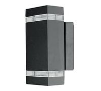 Stylish Outdoor Ip44 Twin Wall Light Sconce In Dark Grey With Led Bulbs