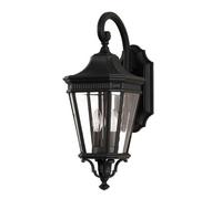 Stylish Outdoor Ip44 Twin Wall Light Sconce With Led E14 Bulb - Black Finish