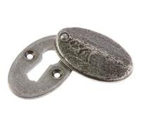 Stylish Oval Covered Escutcheon in Pewter - 50x31x9mm - Key Hole Cover