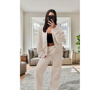 Stylish Oversized Fleece Tracksuit Set For Ultimate Comfort KDMD Beige XS/S