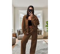 Stylish Oversized Fleece Tracksuit Set For Ultimate Comfort KDMD Chocolate XS/S