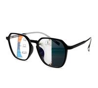 Stylish Oversized Progressive Multifocal Photochromic Reading Glasses for Men, TR90 Flexible Frame Resin Lens Eyeglasses (Color : Black, Size : 2.5X)