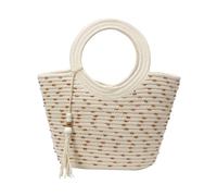 Stylish Oversized Straw Handbag Ins Fashion Summer Essential Spacious Travel Bag Beach Vacation Holiday Bag, Beige