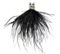 Stylish Owl Detail Plume Brooch Winter Alloy Lapel Pin Decorative Chest Accessory for Sweaters Coats Elegant Plume Brooch