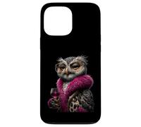Stylish Owl Fashion Bird Pink Drink Wine Glass Graphic Large Case for iPhone 13 Pro Max