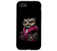 Stylish Owl Fashion Bird Pink Drink Wine Glass Graphic Large Case for iPhone SE (2020) / 7/8