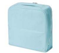 Stylish Partitioned Handheld Cosmetic Bag, Standing Makeup Bag with Mirror, Portable Standing Travel Makeup Bag, Large Capacity for Women Travel and Home (Blue)