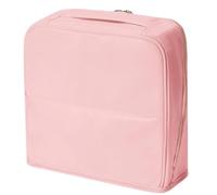 Stylish Partitioned Handheld Cosmetic Bag, Standing Makeup Bag with Mirror, Portable Standing Travel Makeup Bag, Large Capacity for Women Travel and Home (Pink)