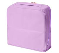 Stylish Partitioned Handheld Cosmetic Bag, Standing Makeup Bag with Mirror, Portable Standing Travel Makeup Bag, Large Capacity for Women Travel and Home (Purple)