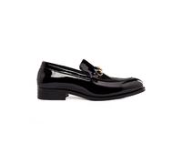Stylish Patent Leather Loafers With Gold Buckle XPOSED Black 9