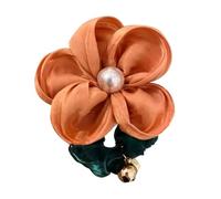 Stylish Pearls Embellished Floral Hair Accessory Flower Scrunchies Flower Hair Tie For Daily Commutes Parties Or Dates