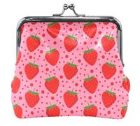 Stylish Personalized Pink Strawberry Polka Dot Wallet for Women with Leather Buckle and Kiss Closure for Girls, Chic Pink Strawberry Dot, ONE SIZE FITS MORE, CHIC PINK Strawberry Dot, ONE SIZE, Chic
