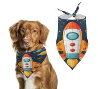 Stylish Pet Bandana for Cats & Dogs, Rocket Clipart Space Ship Print Triangle Scarf, Lightweight & Durable, Perfect for Daily Wear Or Special Events