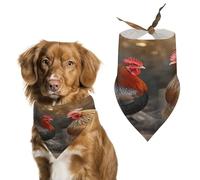 Stylish Pet Bandana for Cats & Dogs, Rooster and Chicken Print Triangle Scarf, Lightweight & Durable, Perfect for Daily Wear Or Special Events