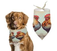 Stylish Pet Bandana for Cats & Dogs, Rooster and Hen Print Triangle Scarf, Lightweight & Durable, Perfect for Daily Wear Or Special Events